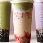 Best Strawberry Jasmine Green Milk Tea w. Matcha Foam in Carmel, IN